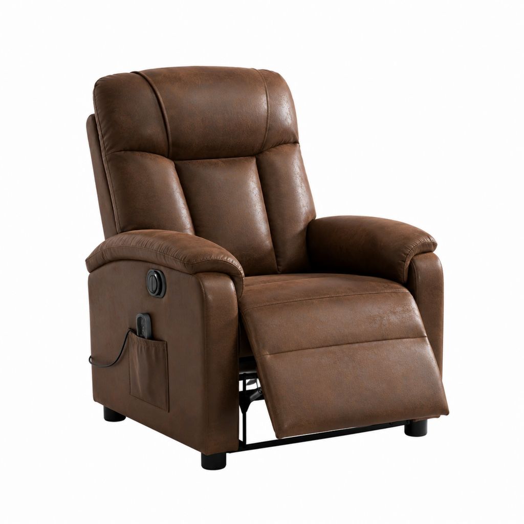 Elektrischer Relaxsessel Braun aus PU-Kunstleder mit Liegefunktion B 89 x T 91 x H 105 cm