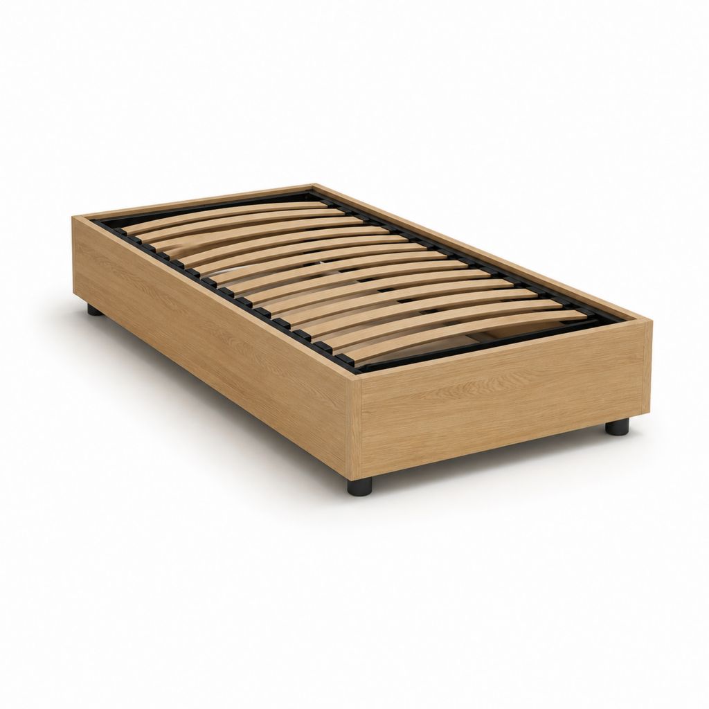 Bettgestell Einzelbett in Eiche-Optik mit Lattenrost rechteckig 90 x 200 cm