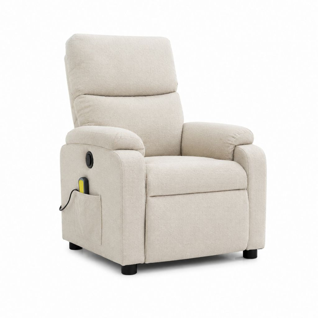 Elektrischer Relaxsessel Beige Polyester mit Liegefunktion 90 x 95 x 100 cm