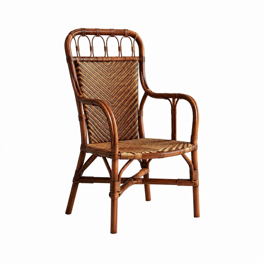 Rattan Armlehnstuhl Braun Natur handgeflochten 62 x 65 x 103 cm