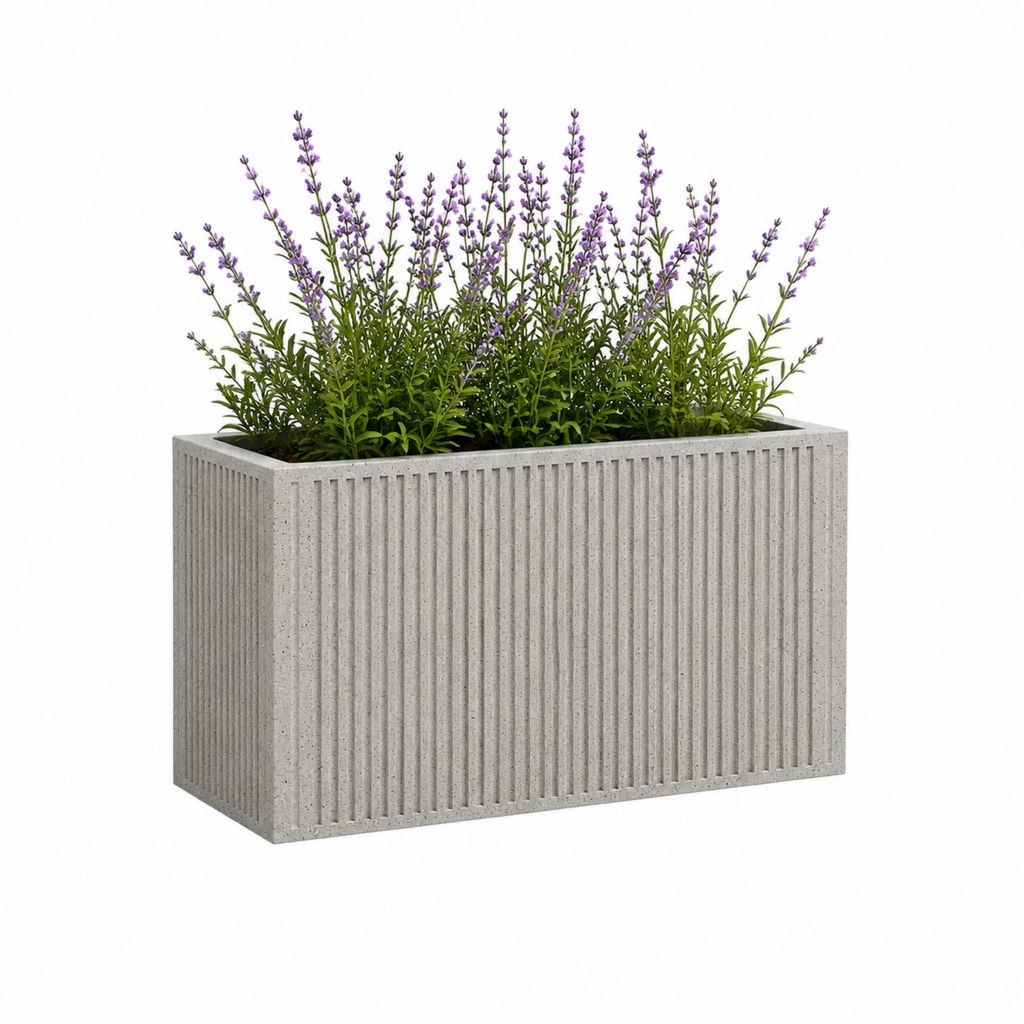 Pflanzkasten rechteckig grau aus Beton 80 x 30 x 40 cm