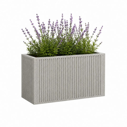 Pflanzkasten rechteckig grau aus Beton 80 x 30 x 40 cm