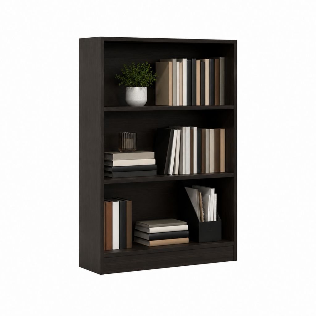 Bücherregal Schwarz aus Spanplatte rechteckig 80 x 30 x 180 cm mit 3 offenen Fächern