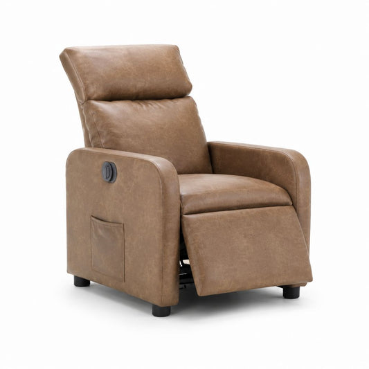 Relaxsessel Fernsehsessel mit manueller Liegefunktion braunes PU-Kunstleder 86 x 92 x 105 cm