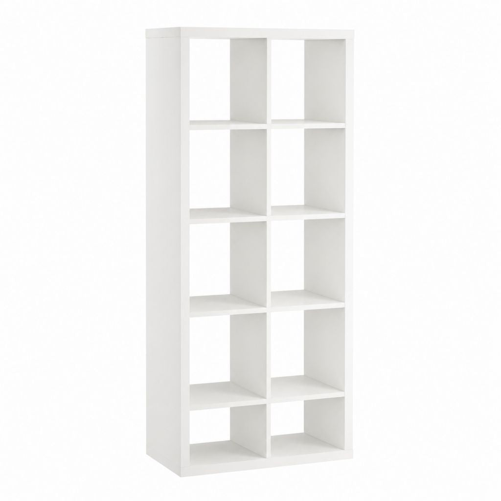Bücherregal Weiß aus melaminbeschichteter Spanplatte 60 x 29 x 180 cm mit 10 Fächern