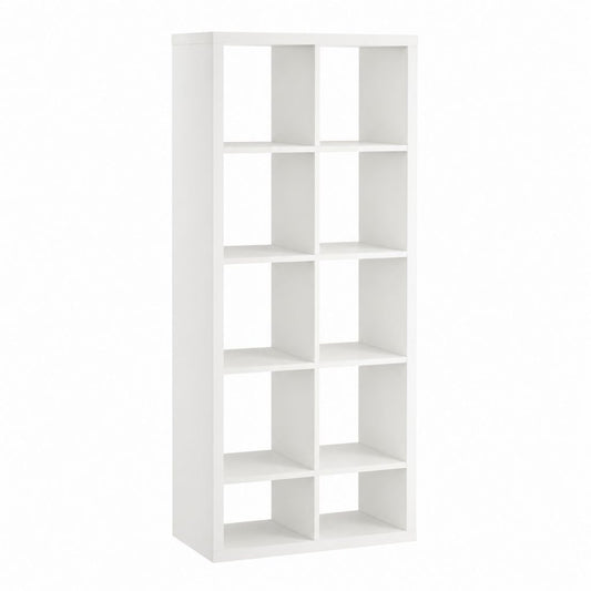 Bücherregal Weiß aus melaminbeschichteter Spanplatte 60 x 29 x 180 cm mit 10 Fächern