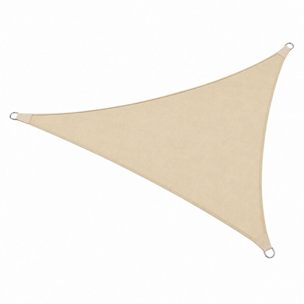 Sonnensegel Dreieck Beige HDPE 3.6 x 3.6 x 3.6 m mit Edelstahl-D-Ringen