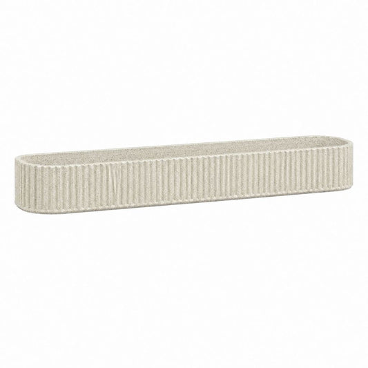 Pflanzschale Beige aus Zement oval gerippt 40 x 12 x 10 cm