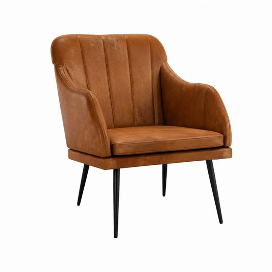 Sessel Cognac PU-Kunstleder mit Stahlbeinen 75 x 78 x 85 cm