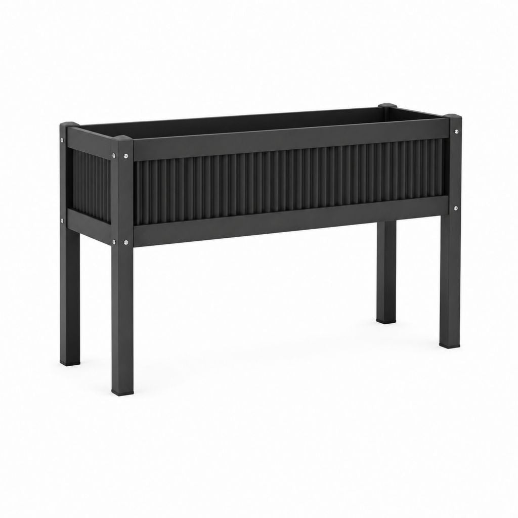 Hochbeet mit Beinen Schwarz pulverbeschichteter Stahl rechteckig 80 x 40 x 80 cm