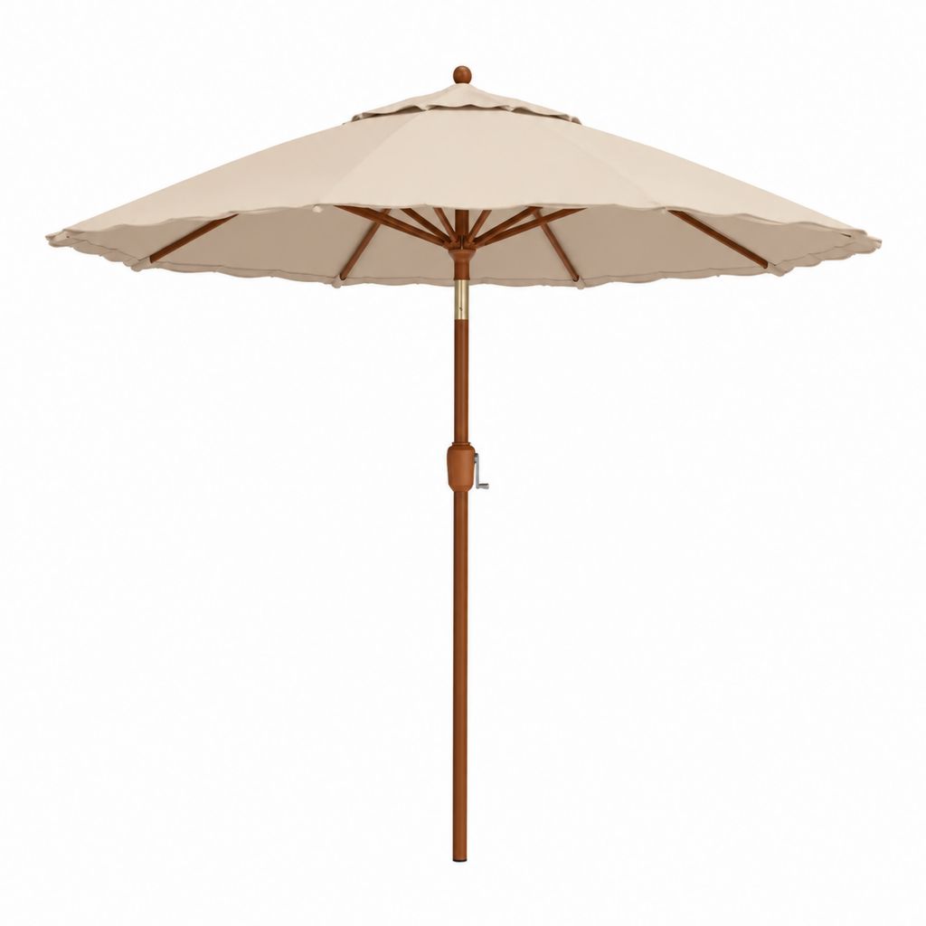 Gartensonnenschirm Beige Polyester Rund mit Hartholzgestell Ø 300 cm Höhe 250 cm